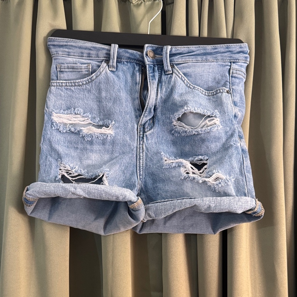 Trendy Ripped Blue Jean Shorts for Women